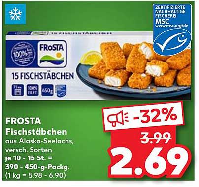 FROSTA Fischstäbchen aus Alaska-Seelachs, 15 Stück
