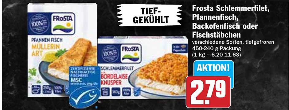 Frosta Schlemmerfilet, Pfannenfisch oder Fischstäbchen - verschiedene Sorten, tiefgefroren