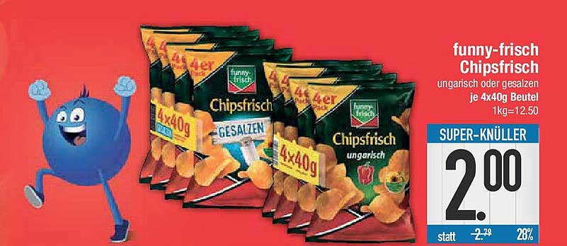 funny-frisch Chipsfrisch 4x40g Beutel - Ungarisch oder Gesalzen