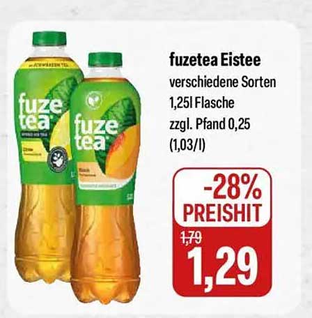 fuze tea Eistee verschiedene Sorten 1,25l Flasche zzgl. Pfand 0,25