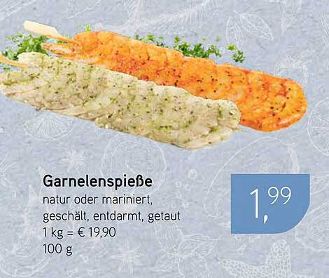 Garnelenspiße - natur oder mariniert, geschält, entdarmt, getaut