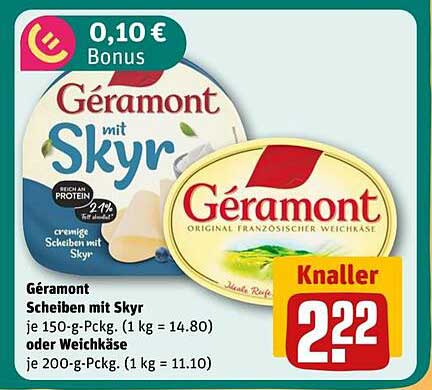 Géramont Scheiben mit Skyr oder Weichkäse