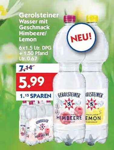 Gerolsteiner Wasser mit Geschmack Himbeere/Lemon 6x1,5 L