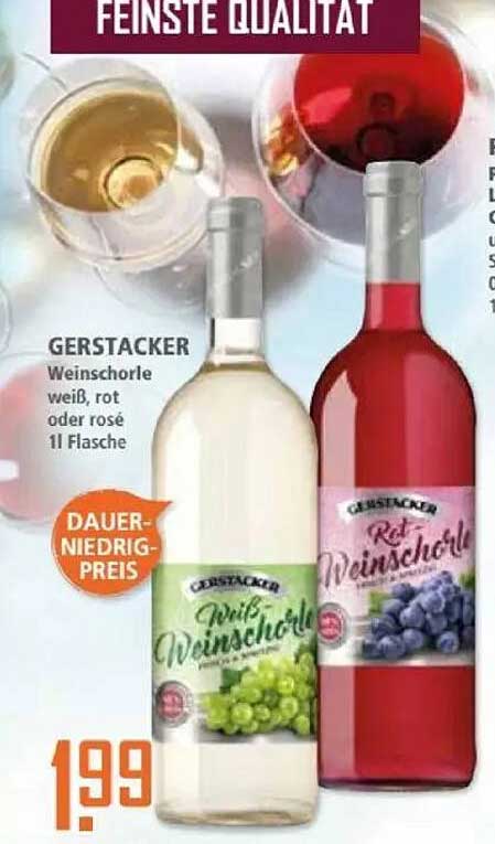 GERSTACKER Weinschorle weiß, rot oder rosé 1l Flasche
