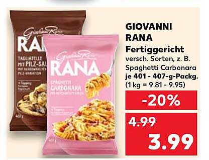 Giovanni Rana Fertiggericht – Spaghetti Carbonara und Tagliatelle mit Pilzsauce