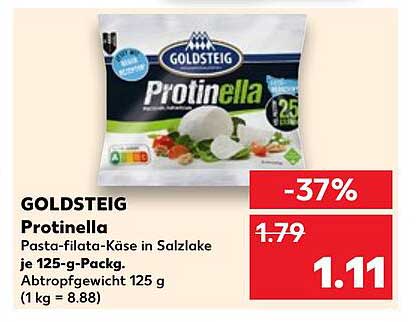 GOLDSTEIG Protinella Pasta-filata-Käse in Salzlake je 125-g-Packung