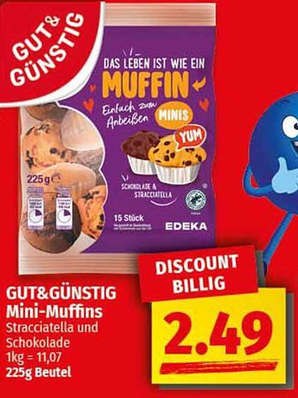 GUT& GÜNSTIG Mini-Muffins Stracciatella und Schokolade 225g