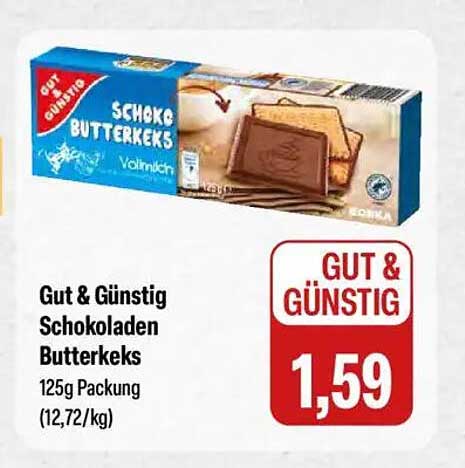 Gut & Günstig Schokoladen Butterkeks 125g Packung