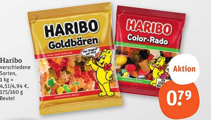 HARIBO Goldbären und Color-Rado – 175 g Beutel zum Sonderpreis