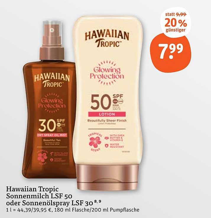 Hawaiian Tropic Sonnenmilch LSF 50 oder Sonnenöl spray LSF 30