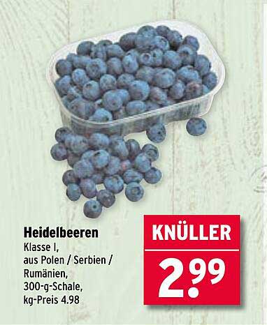 Heidelbeeren Klasse I, aus Polen/Serbien/Rumänien