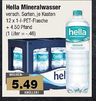 Hella Mineralwasser 12 x 1-l-PET-Flasche
