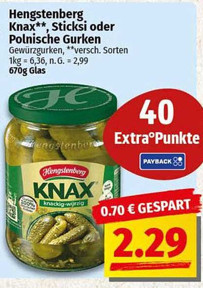 Hengstenberg Knax** Gewürzgurken – Knackig-würzig im Angebot!