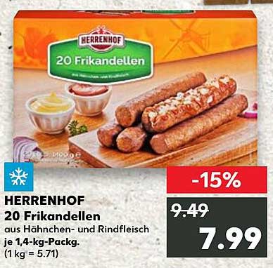 Herrenhof 20 Frikadellen aus Hähnchen- und Rindfleisch je 1,4-kg-Pack.