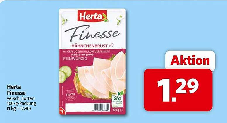 Herta Finesse Hähnchenbrust 100 g - Aktionspreis nur 1,29 €