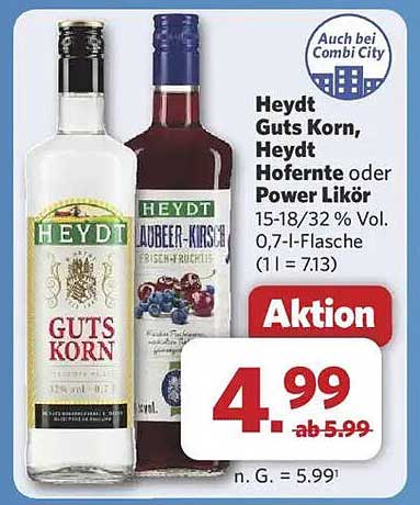 Heydt Guts Korn, Heydt Hofernte oder Power Likör 0,7 l - Angebot gültig vom 28.07.2025 bis 02.08.2025