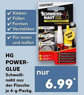 HG POWER-GLUE Schweißnaht aus der Flasche je 6-g-Pack.
