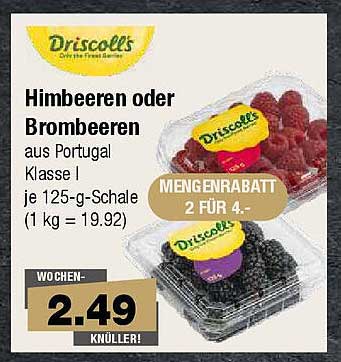 Himbeeren oder Brombeeren aus Portugal Klasse I