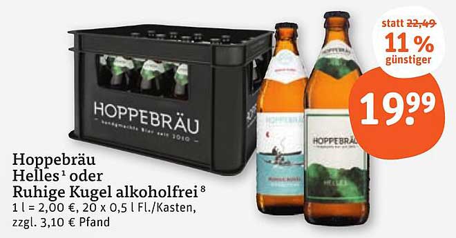Hoppebräu Helles oder Ruhige Kugel alkoholfrei