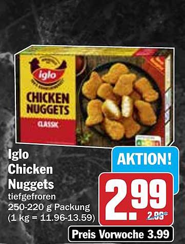 Iglo Chicken Nuggets 250-220 g Packung tiefgefroren