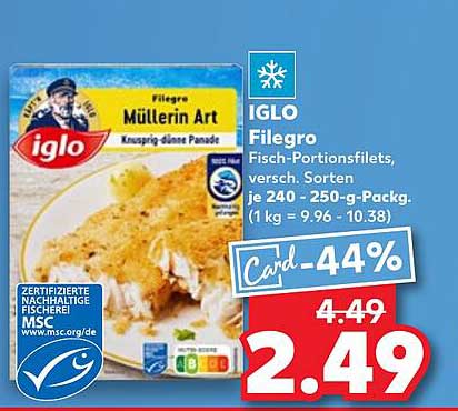 IGLO Filegro Fisch-Portionsfilets, versch. Sorten