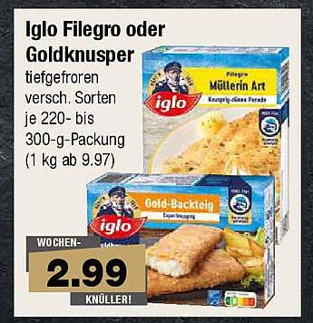 Iglo Filegro oder Goldknusper - Tiefgefroren, verschiedene Sorten