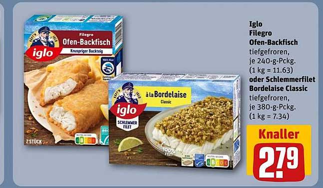 Iglo Filegro Ofen-Backfisch und Schlemmerfilet Bordelaise Classic