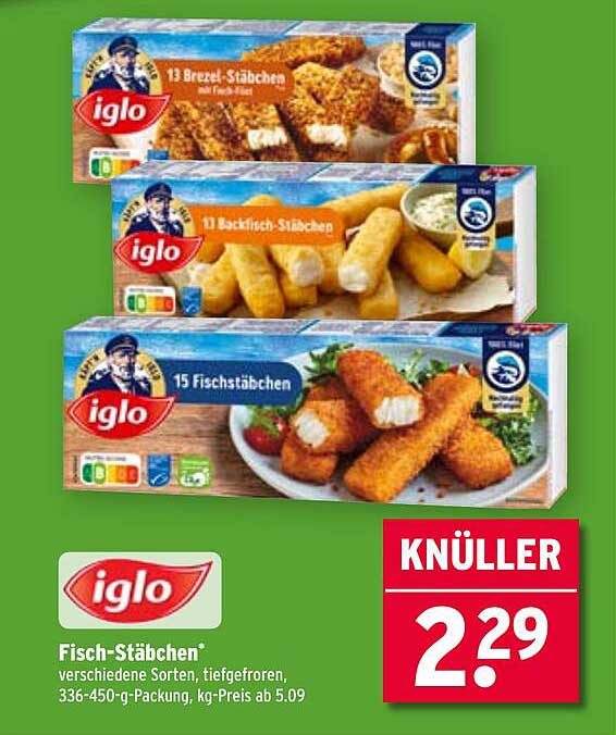 Iglo Fisch-Stäbchen, verschiedene Sorten