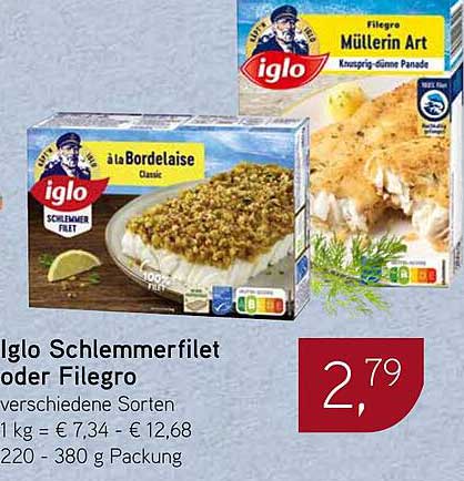 Iglo Schlemmerfilet oder Filegro - verschiedene Sorten