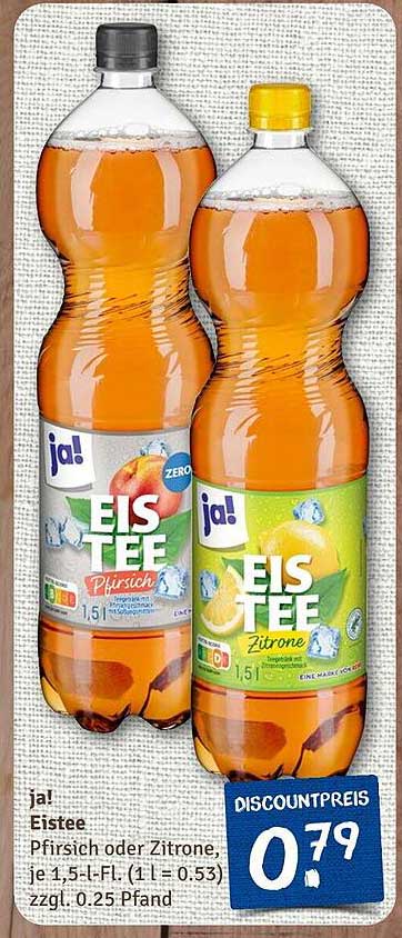 ja! Eistee Pfirsich oder Zitrone, je 1,5-l-FL