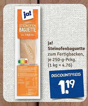 ja! Steinofenbaguette zum Fertigbacken, je 250-g-Packung