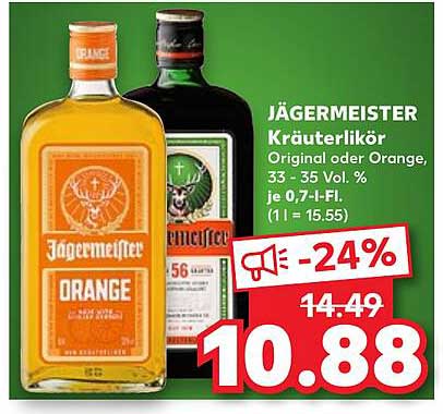 Jägemesiter Kräuterlikör Original oder Orange, 0,7 l