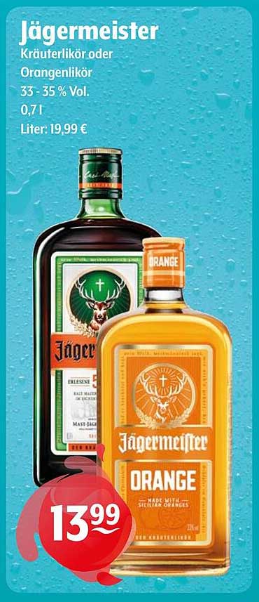 Jägermeister Kräuterlikör oder Orangenlikör