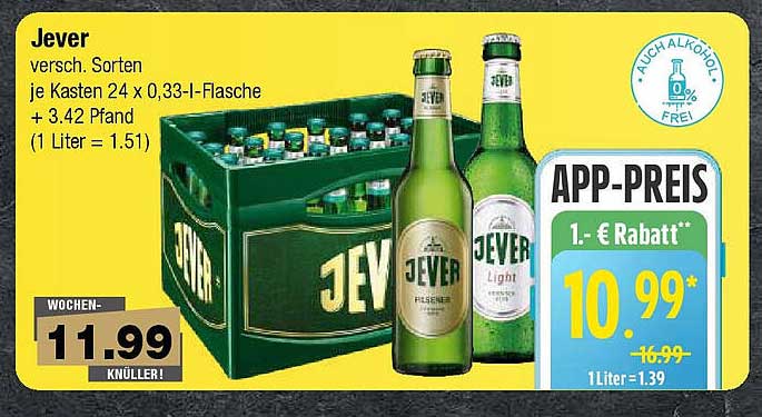 Jever Bierkasten - verschiedene Sorten, 24 x 0,33 l-Flaschen