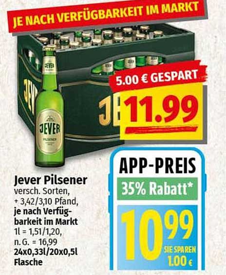 Jever Pilsener – 24 x 0,33 l Flasche