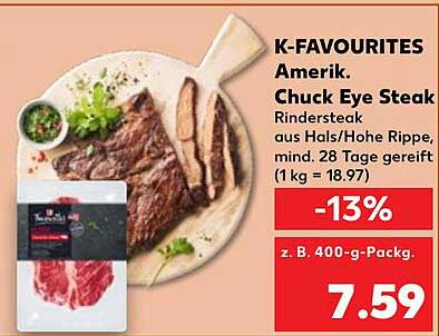 K-FAVOURITES Amerikanisches Chuck Eye Steak - 400 g Packung