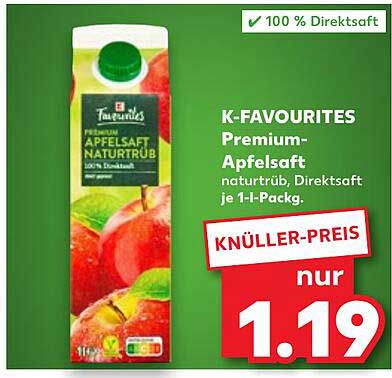K-Favourites Premium-Apfelsaft naturtrüb 1-L-Pack