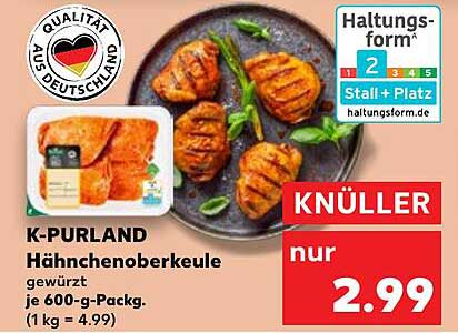 K-PURLAND Hähnchenoberkeule gewürzt (600-g-Pack)