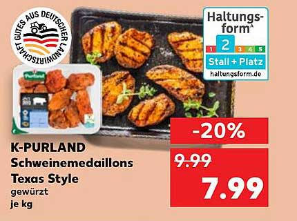K-PURLAND Schweinemedaillons Texas Style - 20% Rabatt