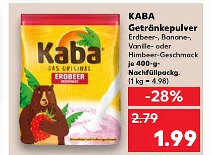 KABA Getränkepulver Erdbeer 400 g Nachfüllpack
