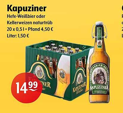 Kapuziner Hefe-Weißbier oder Kellerweizen naturtrüb 20 x 0,5 l