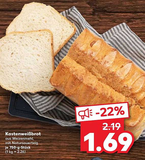 Kastenweißbrot aus Weizenmehl mit Natursauerteig je 750-g-Stück