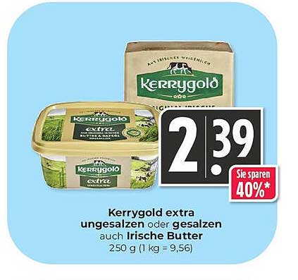 Kerrygold extra ungesalzen oder gesalzen auch Irische Butter 250 g