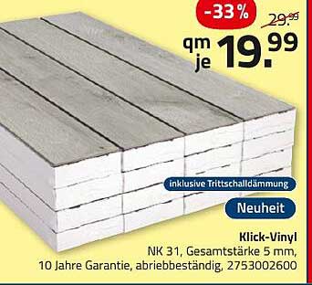 Klick-Vinyl inkl. Trittschalldämmung - Nur 19,99 pro qm!