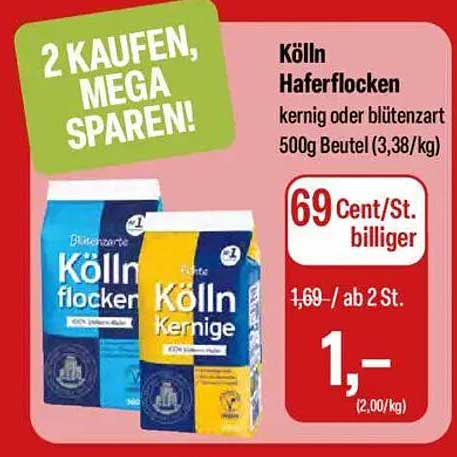 Kölln Haferflocken kornig oder blütenzart 500g Beutel