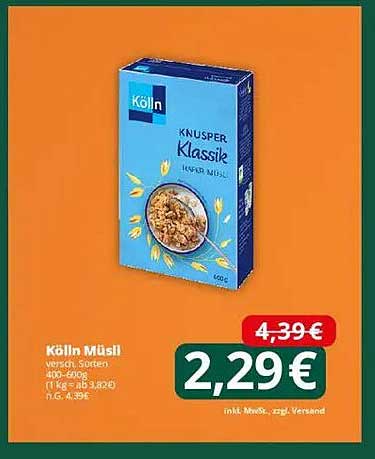 Kölln Müslí Knusper Klassik 600g für nur 2,29 €