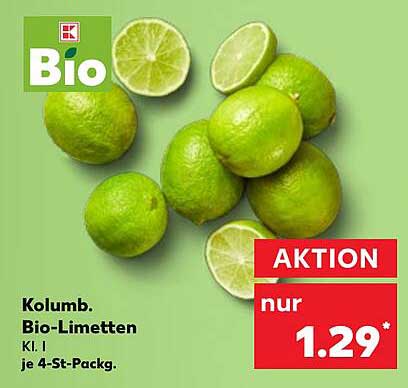 Kolumbianische Bio-Limetten (Kl. I) je 4-Stück-Packung