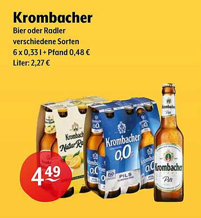 Krombacher Bier oder Radler – Verschiedene Sorten