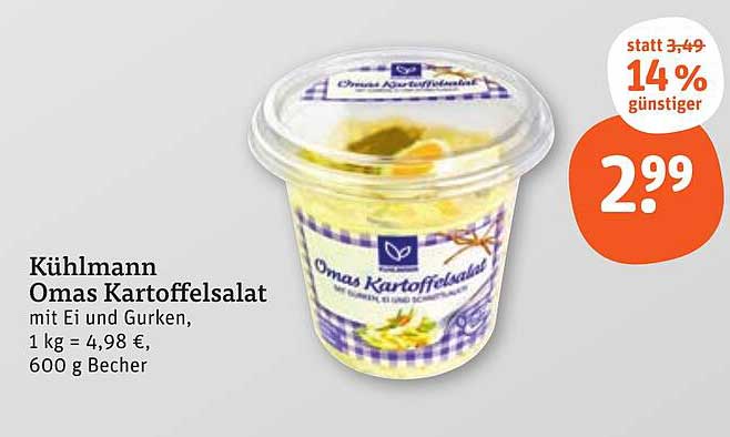 Kühlmann Omas Kartoffelsalat mit Ei und Gurken, 600 g Becher