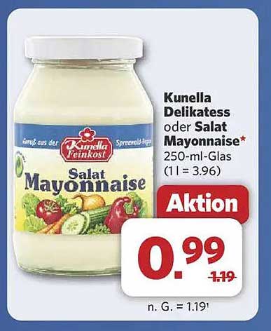 Kunella Delikatess oder Salat Mayonnaise 250-ml-Glas